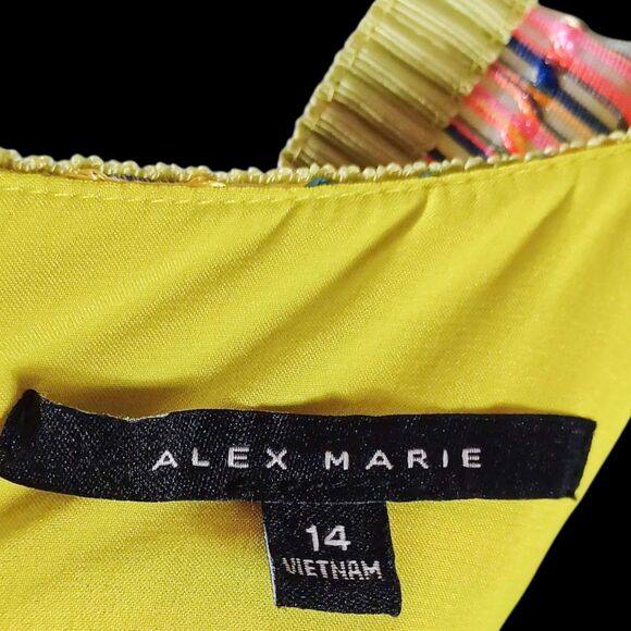 Alex Marie Sleeveless Neon Trim Tweed Shift Dress Size 14 Multicolor Woven Mod - Picture 7 of 8